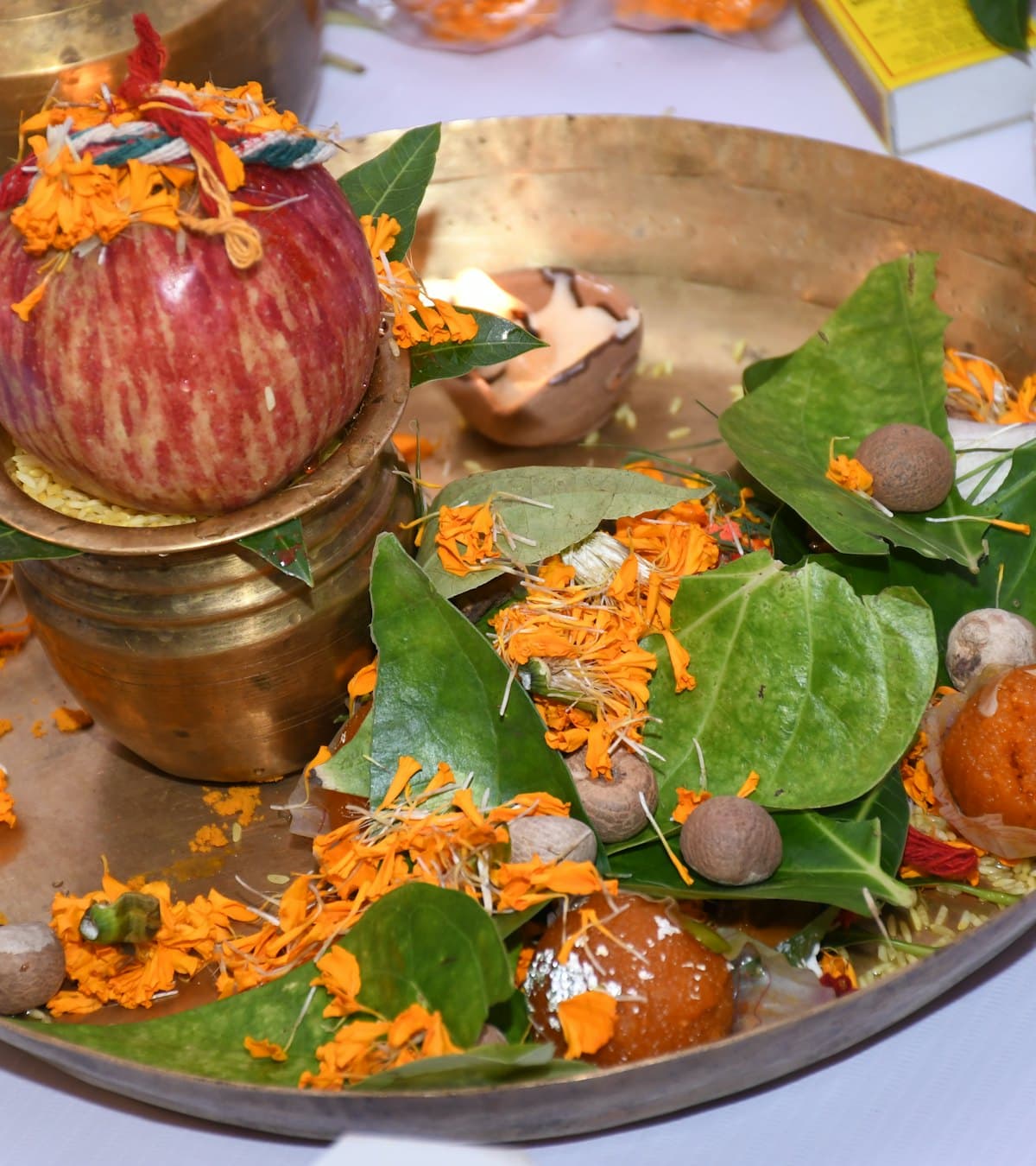 Annadanam donation thali with prasad and offerings
